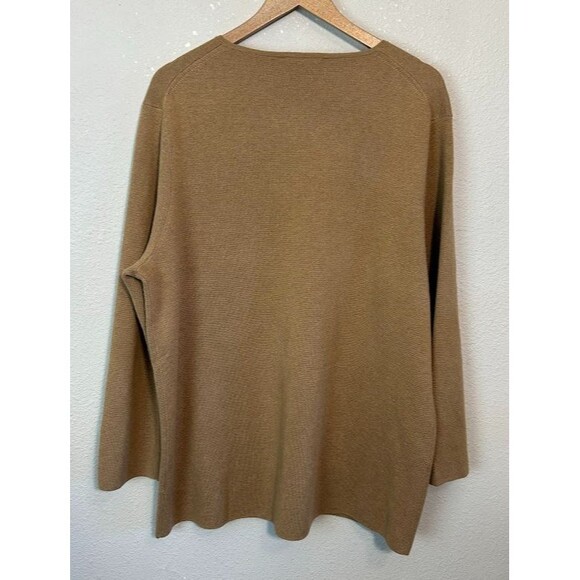 J.Crew Giselle Sweater Blazer XL Tan Knit Gold Buttons Classic Wool Blend - Picture 3 of 6